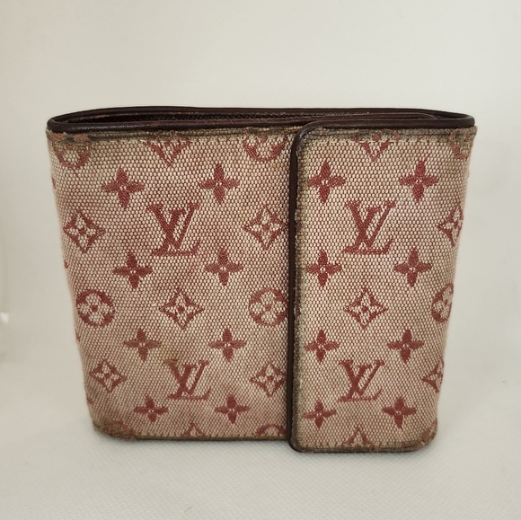 Louis Vuitton Trifold Wallet Monogram Mini Portobier Cult Credit Monet Cerise - Picture 1 of 14